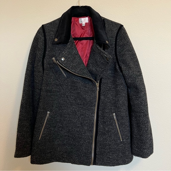 Volcom Grey & Black Tweed Car Coat with Red Lining - Size M (EUC) - Picture 3 of 11